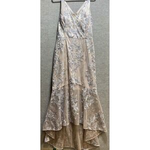 Anthropologie Sequined Formal Dress Hi-Lo Sleeveless Lace Mauve Floral BHLDN NEW